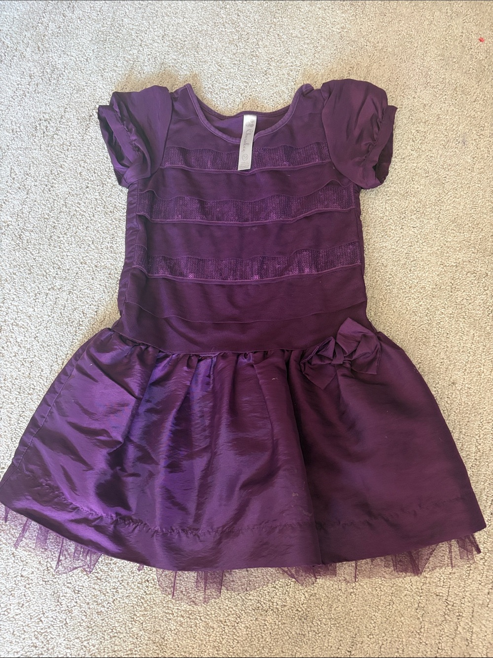Cherokee Purple Ruffle Bodice Tulle Hem Dress